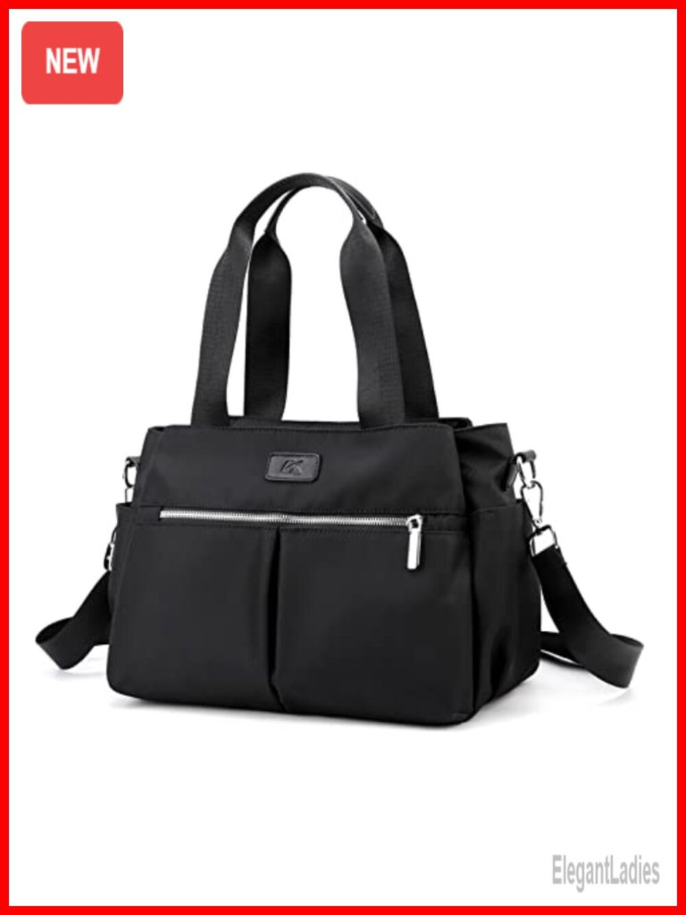 Lightweight Nylon Crossbody Hobo Handbag Multi Compartment Adjustable Strap